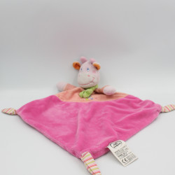 Doudou plat vache rose pois...