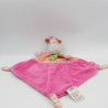 Doudou plat vache rose pois chat brodé MOTS D'ENFANTS