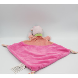 Doudou plat vache rose pois chat brodé MOTS D'ENFANTS
