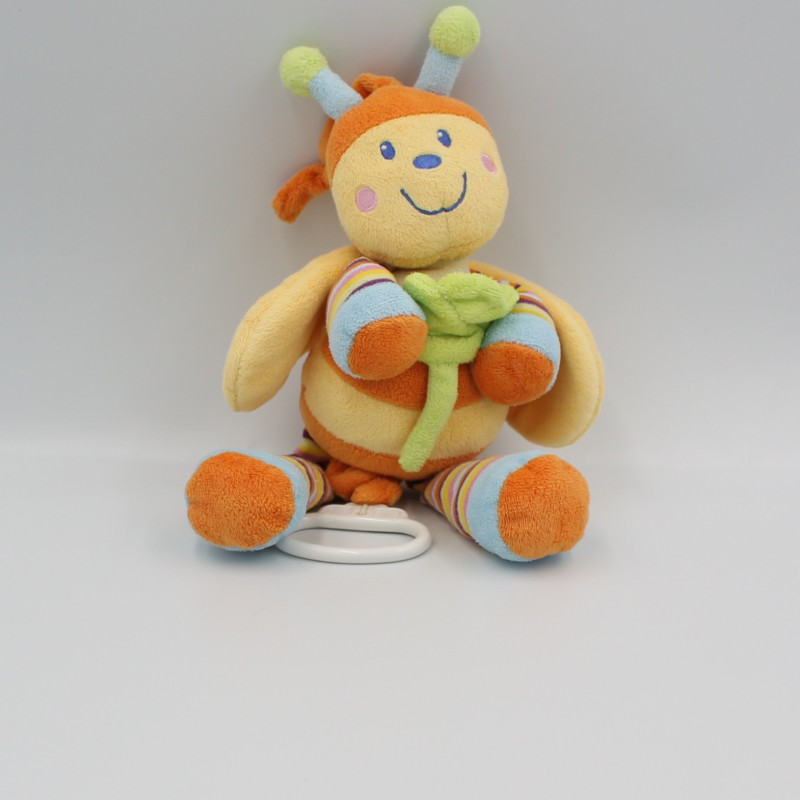 Doudou musical abeille orange jaune MOTS D'ENFANTS