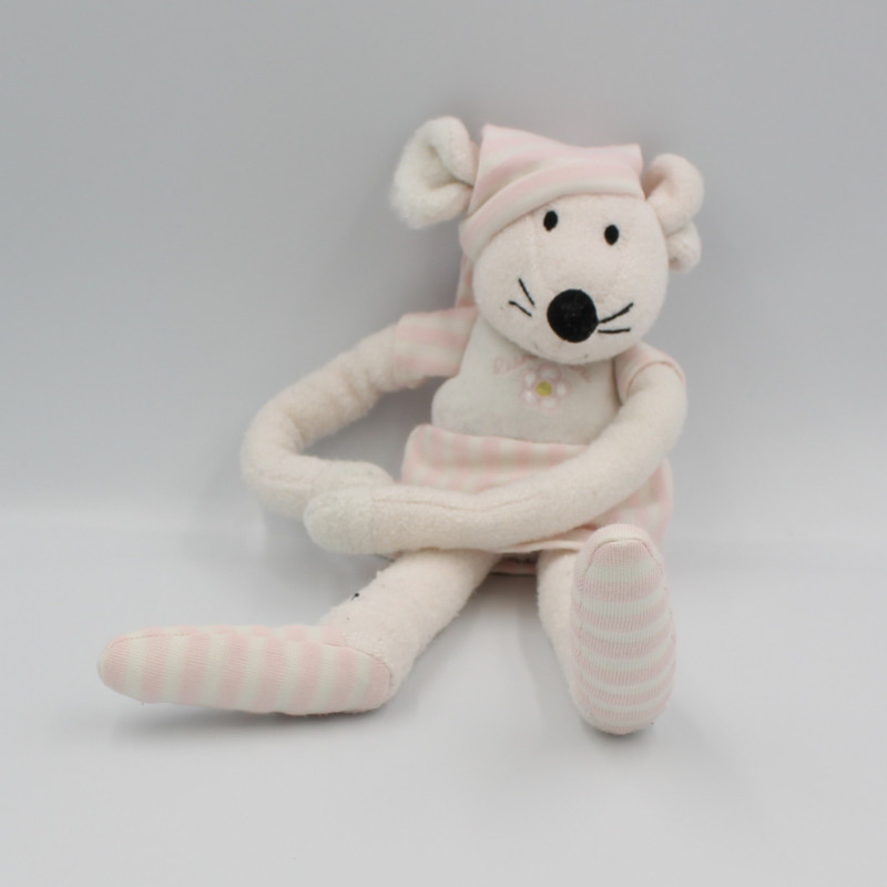 Doudou souris rose robe bonnet LUMINOU JEMINI