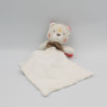Doudou chat tigre beige marron rouge blanc mouchoir cajou SUCRE D'ORGE