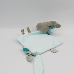 Doudou plat ane cheval gris bleu Gaston et Cyril NATTOU