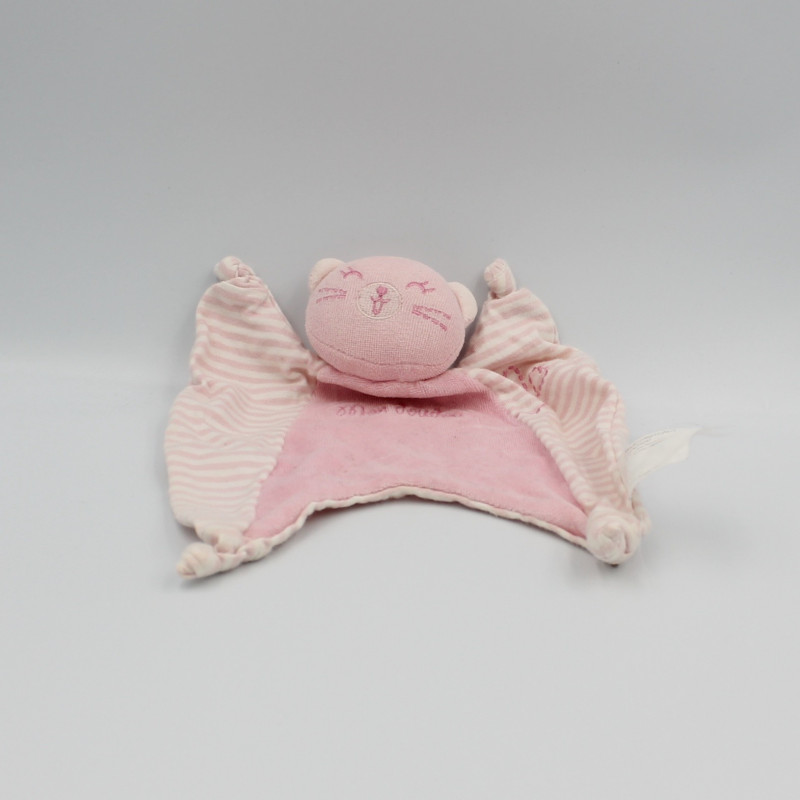 Doudou plat chat rose rayé Mon Doudou Tout compte fait TCF