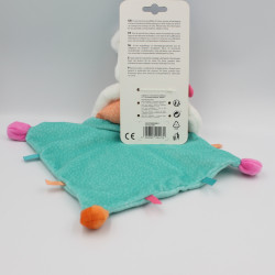 Doudou plat ours blanc orange rose bleu OUATOO