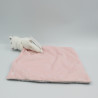 Doudou chat blanc gris rose pois mouchoir OBAIBI
