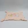 Doudou plat carré rose ours lapin écureuil VERTBAUDET