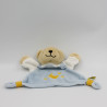 Doudou plat ours beige bleu blanc jaune lune étoiles CAUSE
