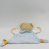 Doudou plat ours beige bleu blanc jaune lune étoiles CAUSE
