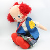 Ancienne peluche poupée clown bleu rouge vert pantalon carreaux