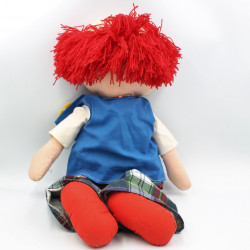 Ancienne peluche poupée clown bleu rouge vert pantalon carreaux