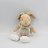 Doudou lapin blanc gris MES PETITS CAILLOUX CMP