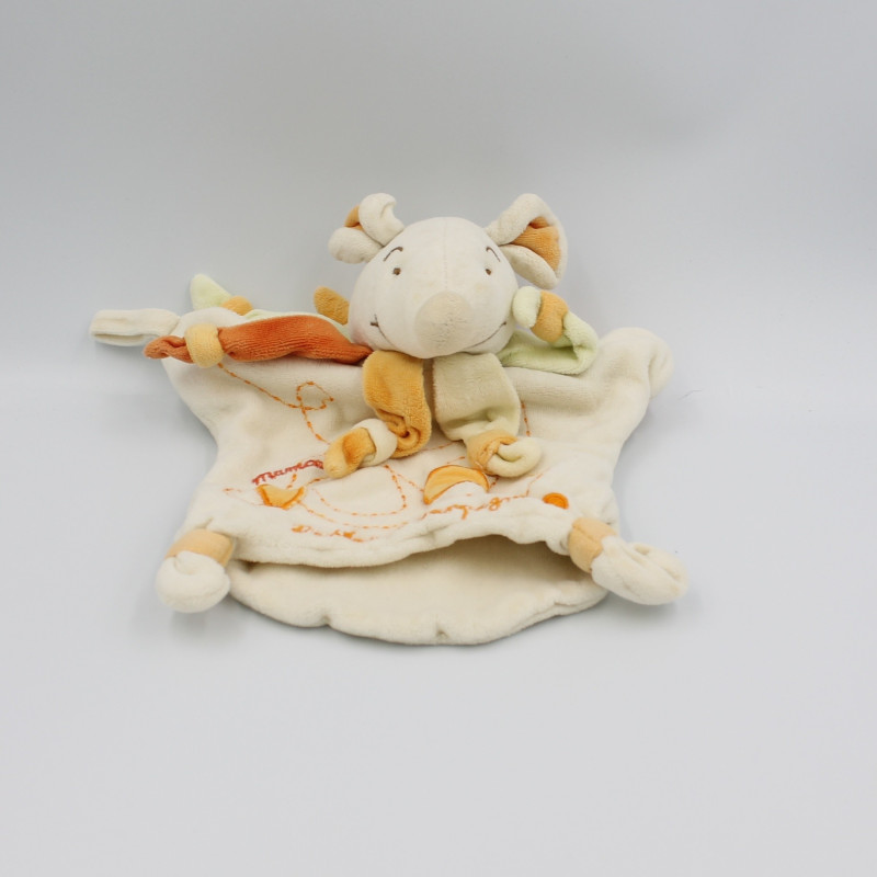 Doudou et compagnie plat souris arlequin col orange vert jaune