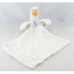 Doudou plat canard blanc rose avec mouchoir SUCRE D'ORGE