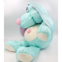 Peluche chien bleu rose blanc en toile gros Poutoux JUMBO LOVE