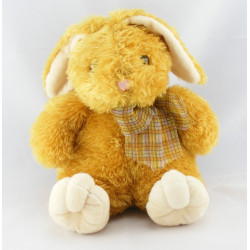 Doudou lapin marron long poil noeud papillon NICOTOY