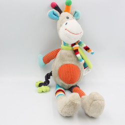 Doudou girafe grise rouge...