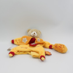 Doudou et Compagnie marionnette ours orange rouge Poudre d'étoiles