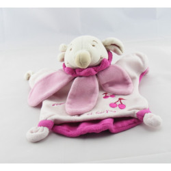 Doudou et compagnie marionnette ours col fleur pétale mauve violet