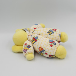 Doudou éléphant jaune blanc bleu fleurs AJENA