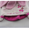 Doudou et compagnie marionnette souris col fleur pétale rose cerise