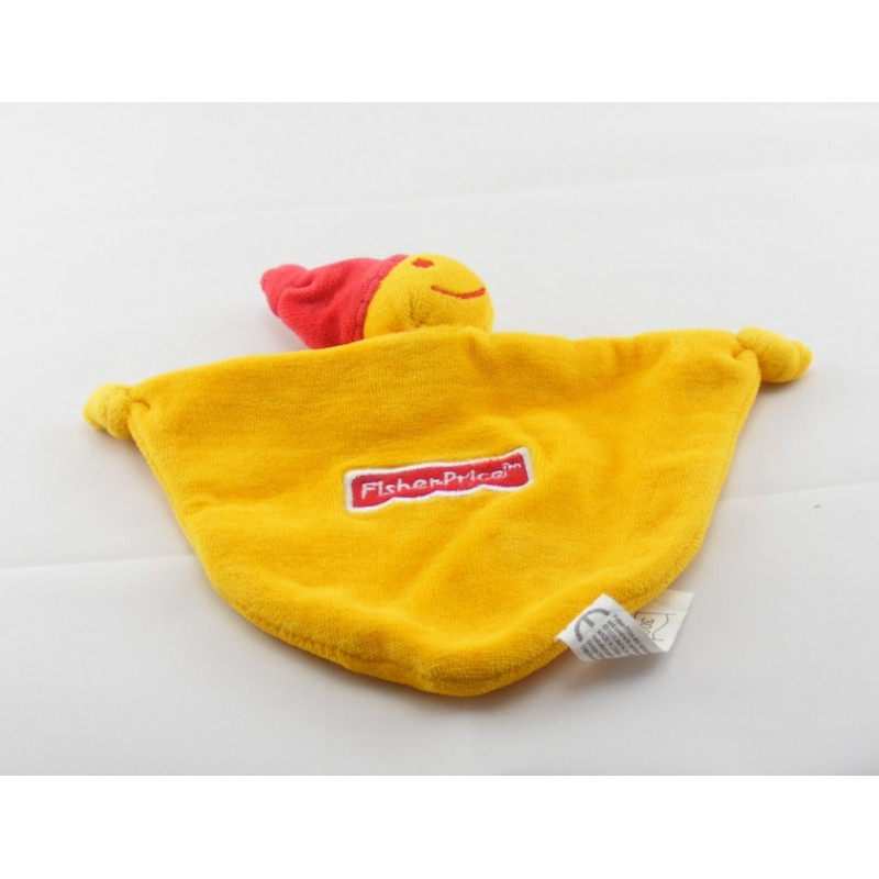 Doudou plat lutin jaune bonnet rouge FISHER PRICE 