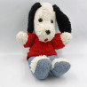 Ancienne peluche chien blanc noir rouge bleu ARTIFOR Vintage