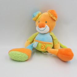 Doudou musical chien orange bleu vert Funny Farmer NATTOU