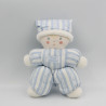 Doudou poupée lutin garçon rayé bleu TARTINE ET CHOCOLAT