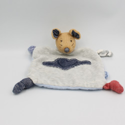 Doudou plat souris gris bleu rouge Blue Denim KALOO