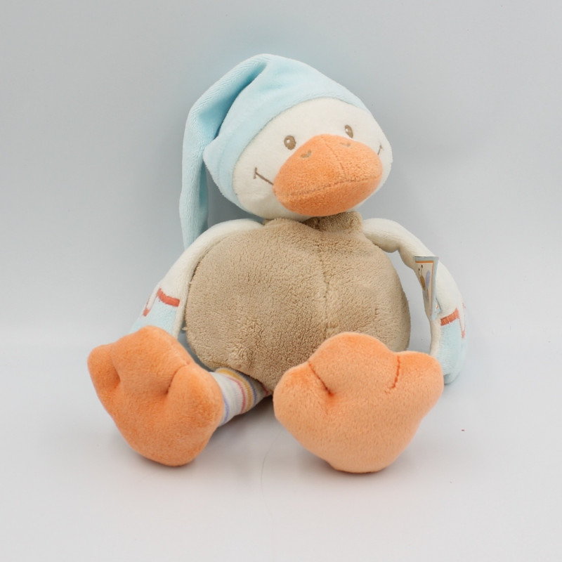 Doudou canard beige bleu orange NATTOU