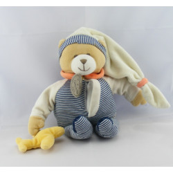 Doudou ours rayé bleu mouchoir avion DOUDOU ET COMPAGNIE