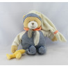 Doudou ours rayé bleu mouchoir avion DOUDOU ET COMPAGNIE