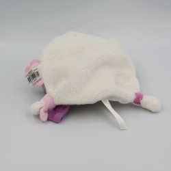 Doudou et compagnie plat souris gris blanc rose violet hochet fleur Pearly
