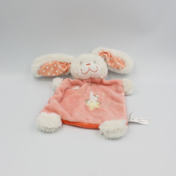 Doudou plat lapin blanc rose étoiles TEX