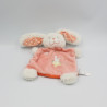 Doudou plat lapin blanc rose étoiles TEX