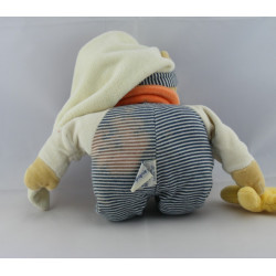 Doudou et compagnie ours rayé bleu mouchoir avion jaune