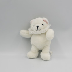 Doudou ours blanc rose col...