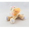 Doudou semi plat girafe vache beige taches orange rose NATTOU