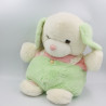 Peluche chien blanc vert rose BOULGOM