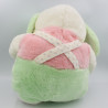 Peluche chien blanc vert rose BOULGOM