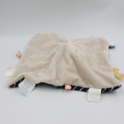 Doudou plat chien bleu beige rayé Jack NOUKIE'S