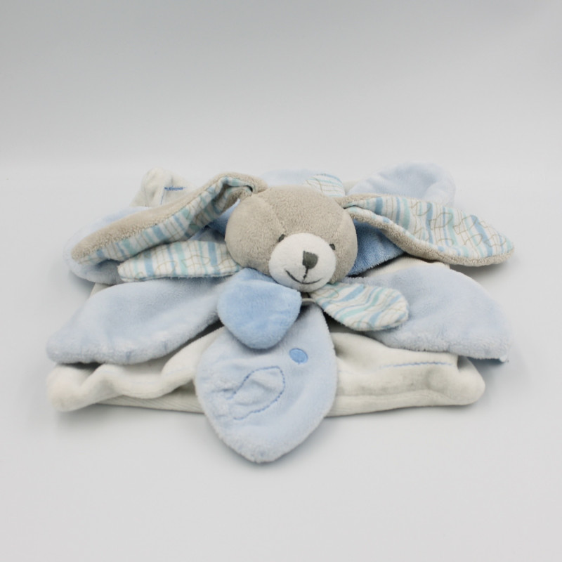 Doudou et compagnie plat lapin blanc bleu pétale Célestin Mon doudou à moi