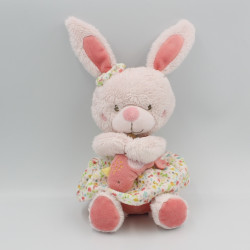 Doudou musical lapin rose fleurs oiseau TEX BABY