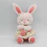 Doudou musical lapin rose fleurs oiseau TEX BABY