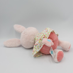 Doudou musical lapin rose fleurs oiseau TEX BABY