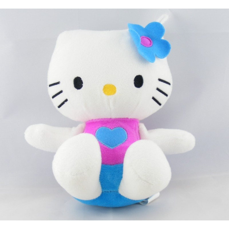 Doudou chat HELLO KITTY bleu noeud rose SANRIO LICENSE 