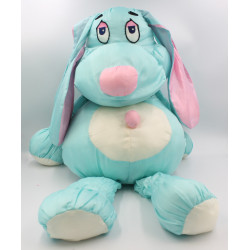 Peluche chien bleu rose blanc en toile gros Poutoux JUMBO LOVE 