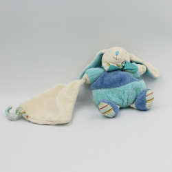 Doudou et compagnie lapin bleu col rayé Merlin mouchoir Z'amigolos
