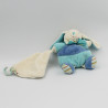 Doudou et compagnie lapin bleu col rayé Merlin mouchoir Z'amigolos